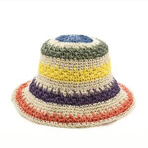 Color Block Crochet Knit Bucket Hat